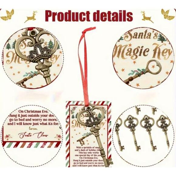 Christmas Santa's Magic Key Ornament Card Red Ribbon - Picture 16 of 16
